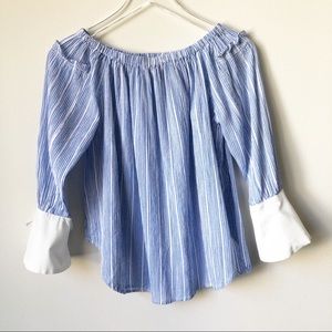 4SI3NNA Off The Shoulder Bell Sleeve Top